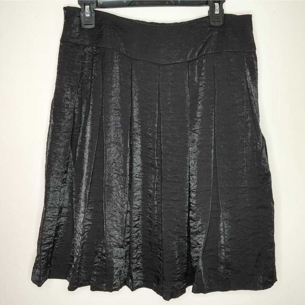 Nicole by Nicole Miller Black Metallic Pleated Skirt